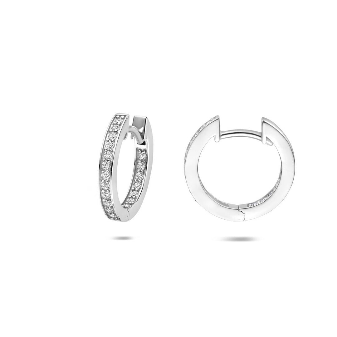 Zilveren klapoorringen met zirkonia – gerhodineerd 925 zilver 15 mm