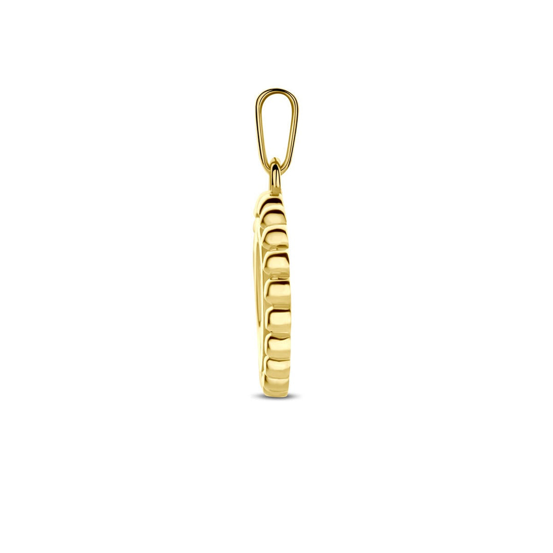 9k Geelgouden hanger rondje met zirkonia