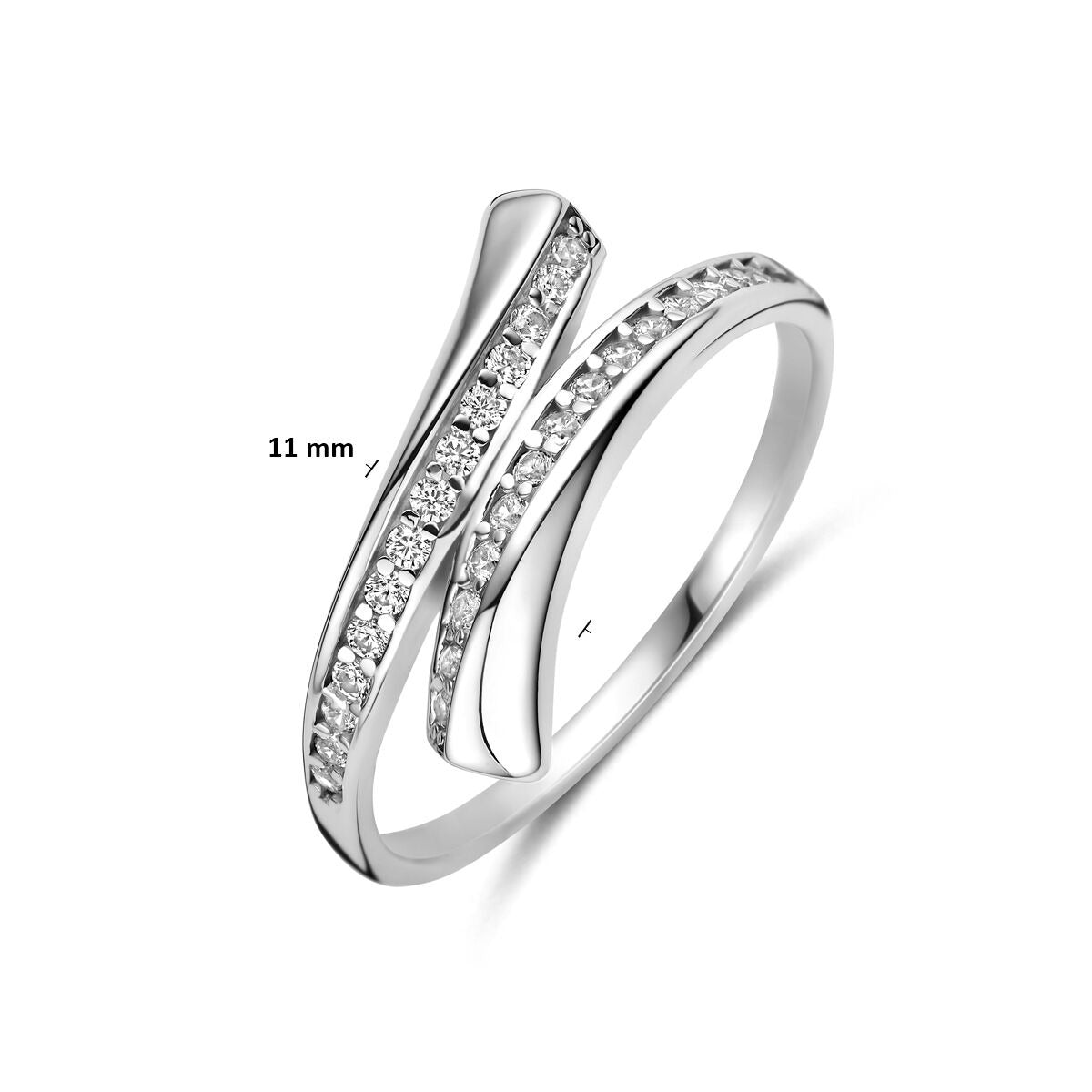 Gerhodineerd 925 zilveren ring met zirkonia