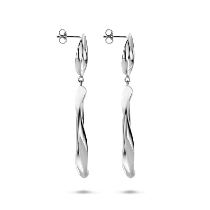 Zilveren oorhangers gerhodineerd – elegante lengte en verfijnde glans 66 mm