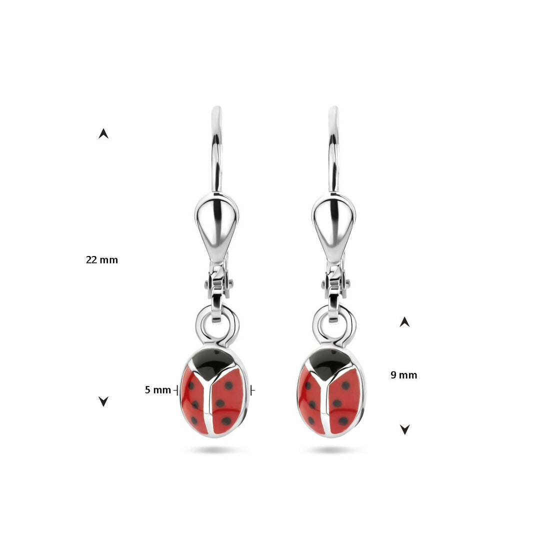 Marienkäfer-Ohrringe aus Silber, rhodiniert