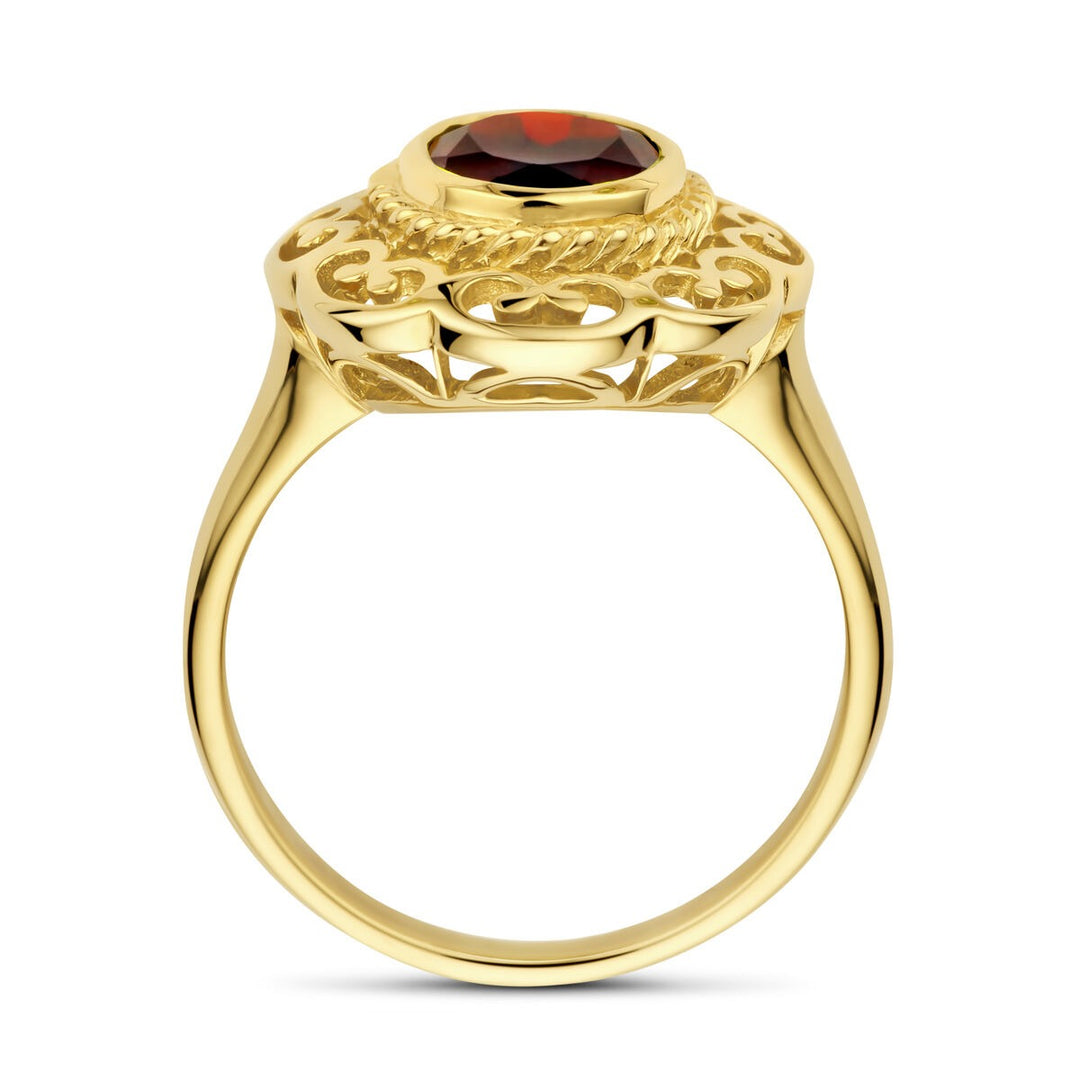 14k Geelgouden Vintage Ring met Granaat