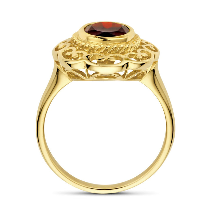 14k Geelgouden Vintage Ring met Granaat