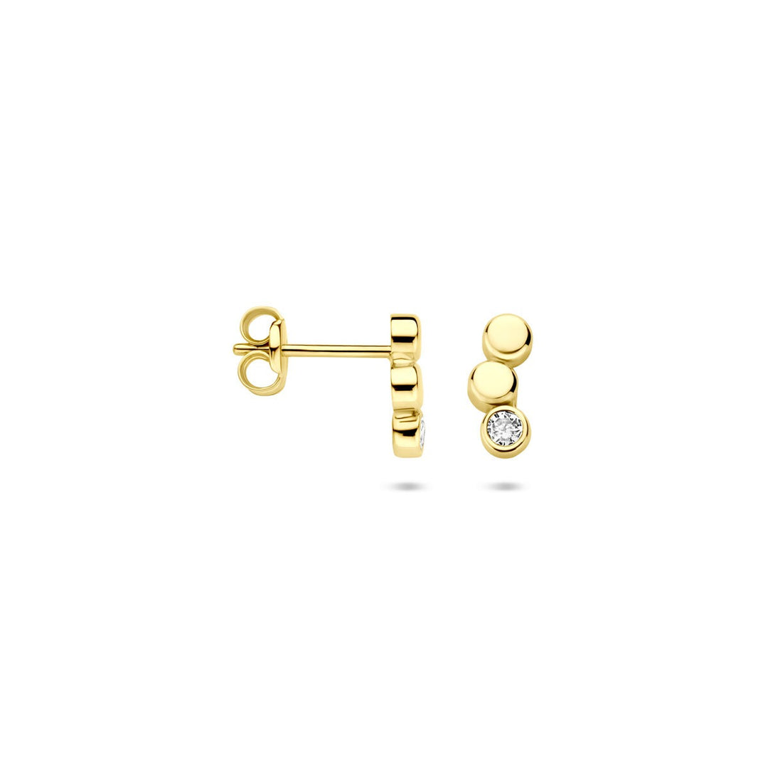 14k Geelgouden oorknoppen met zirkonia – 8,5 x 3,5 mm