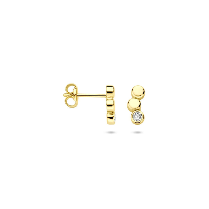 14k Geelgouden oorknoppen met zirkonia – 8,5 x 3,5 mm