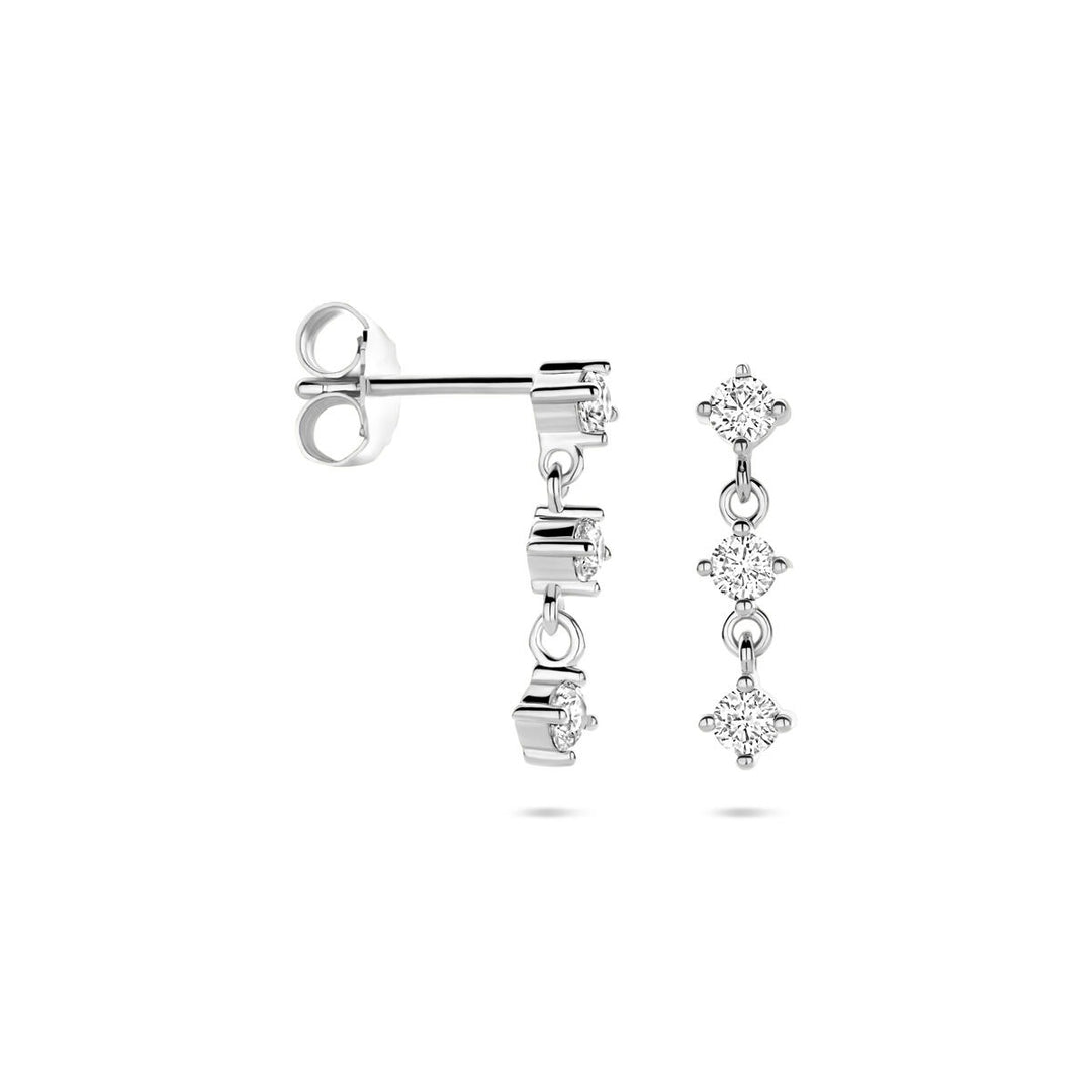 Gerhodineerd zilveren oorhangers met zirkonia – 16 mm