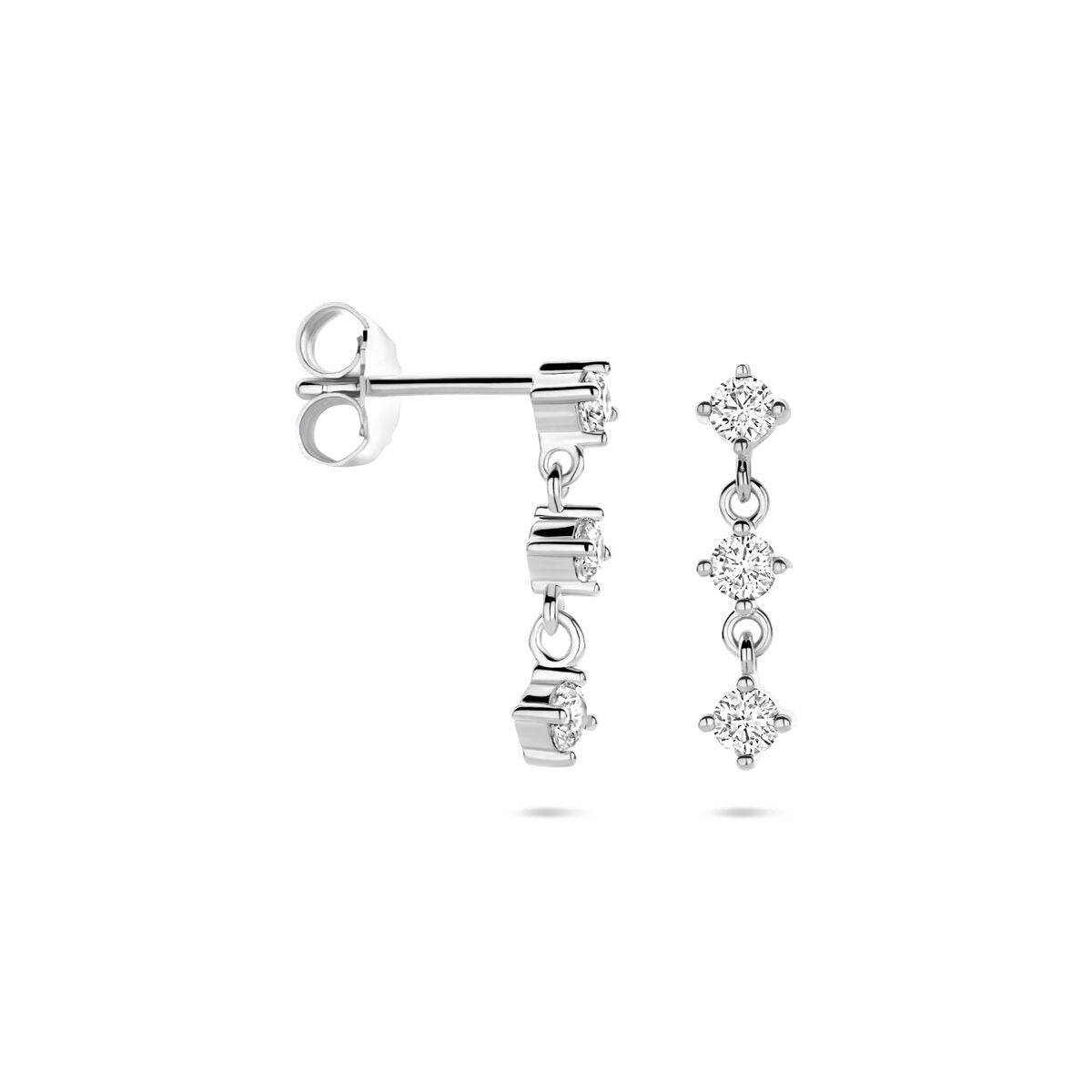 Gerhodineerd zilveren oorhangers met zirkonia – 16 mm