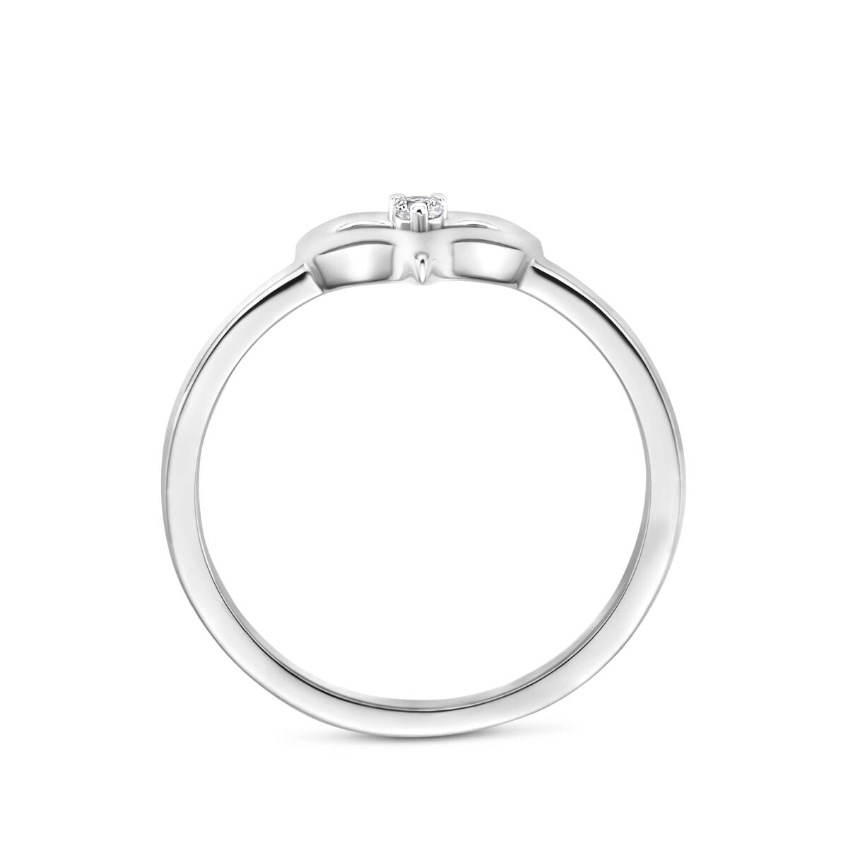 Gerhodineerd 925 Zilveren Ring met Hartje en Zirkonia