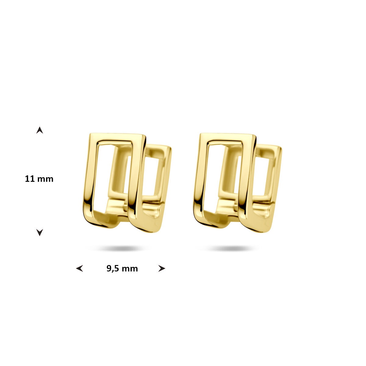 klapoorringen 11 mm 1 micron zilver verguld (geel)