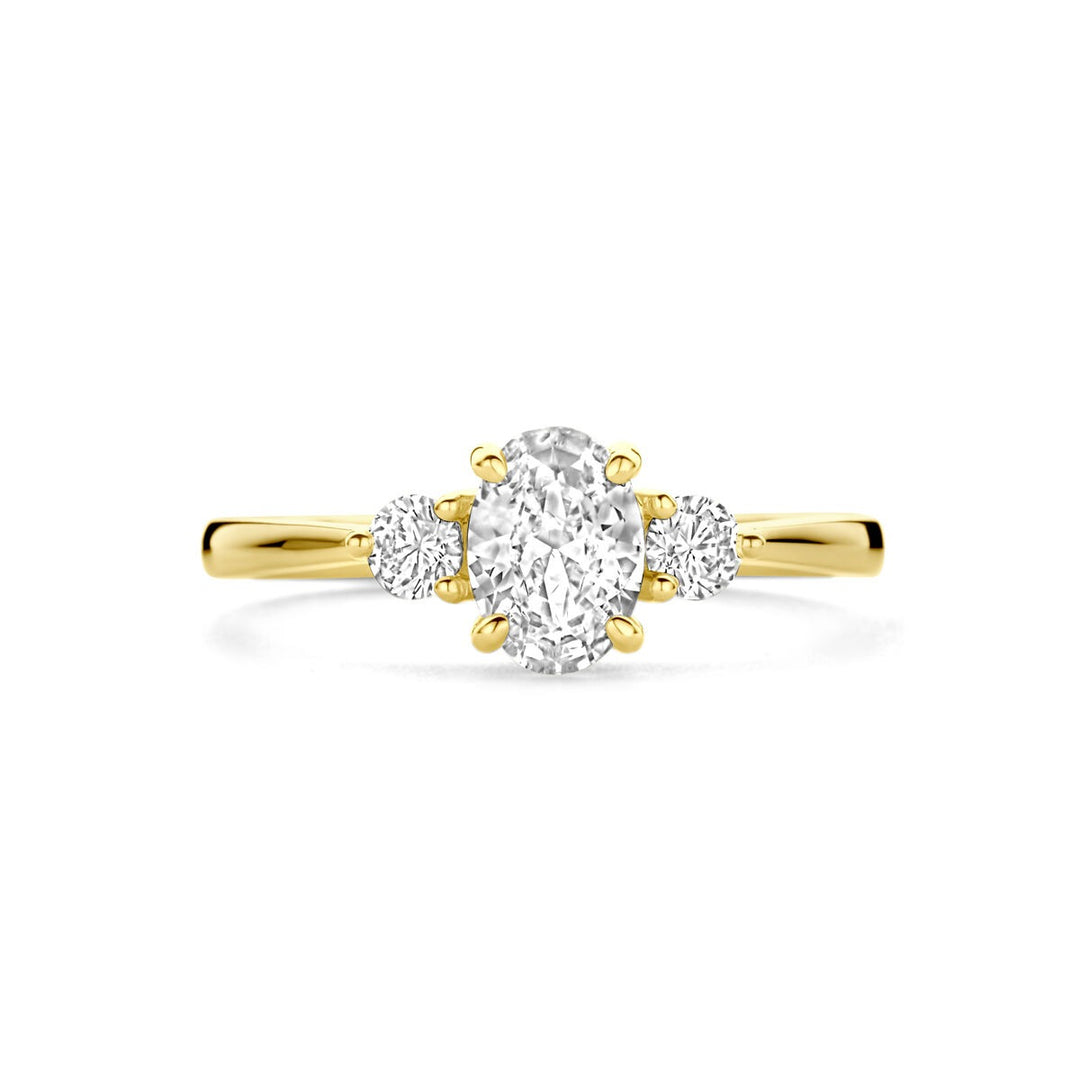 14k gouden damesring met zirkonia – 7 mm