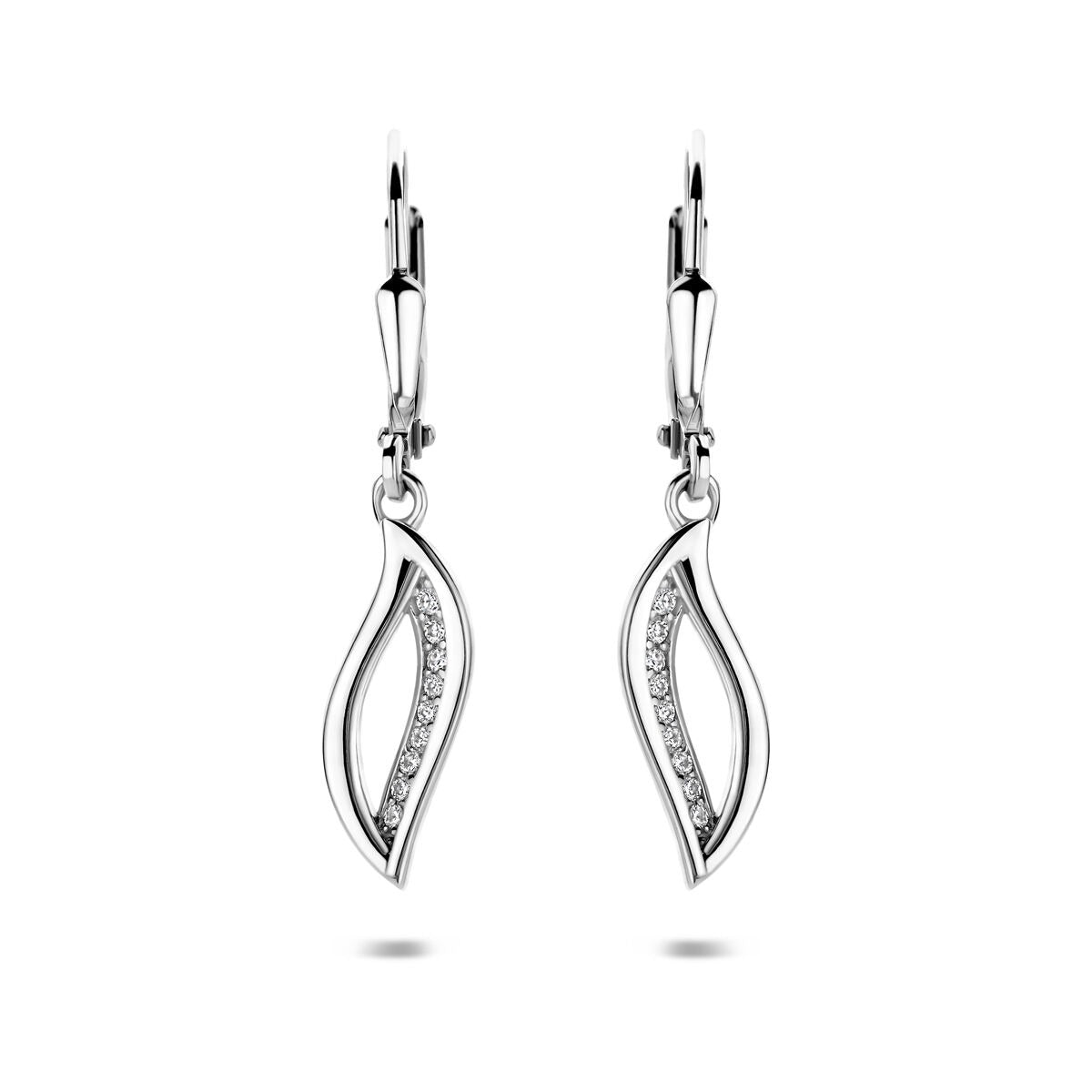 Gerhodineerd 925 zilveren oorhangers met zirkonia