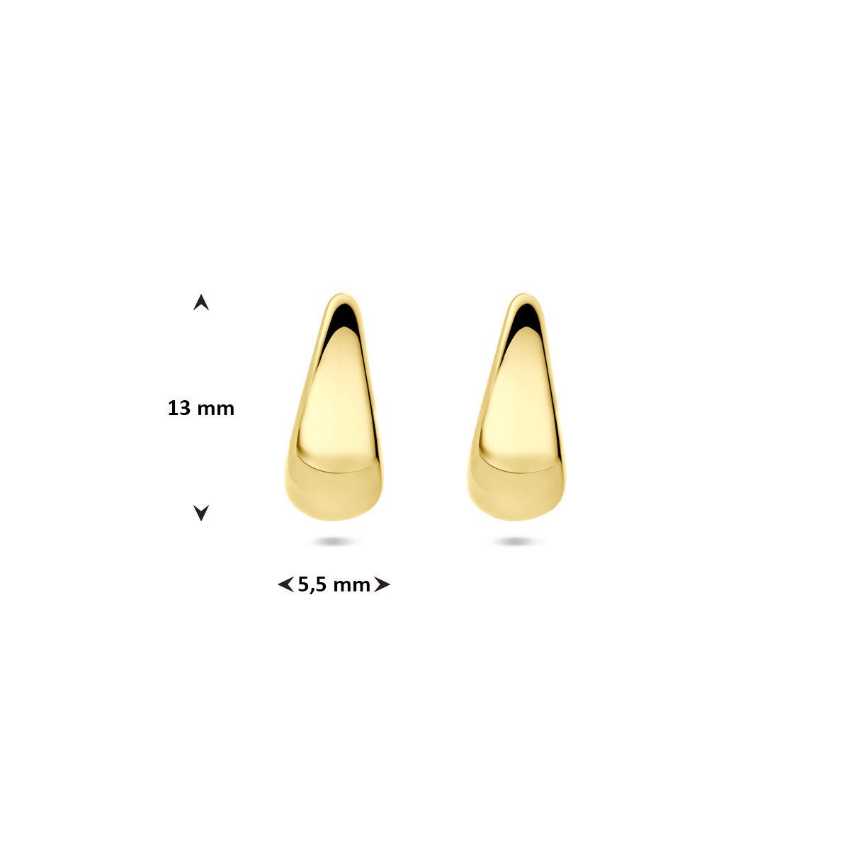 14k geelgouden dames oorringen – druppelvorm 13 mm