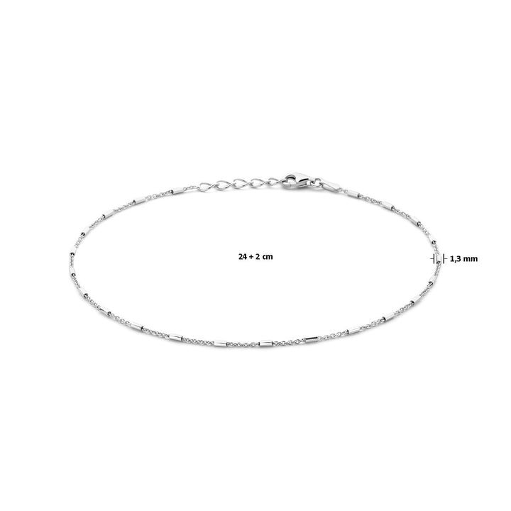 Zilveren enkelbandje met fijne buisjes – gerhodineerd 925 zilver, 24–26 cm