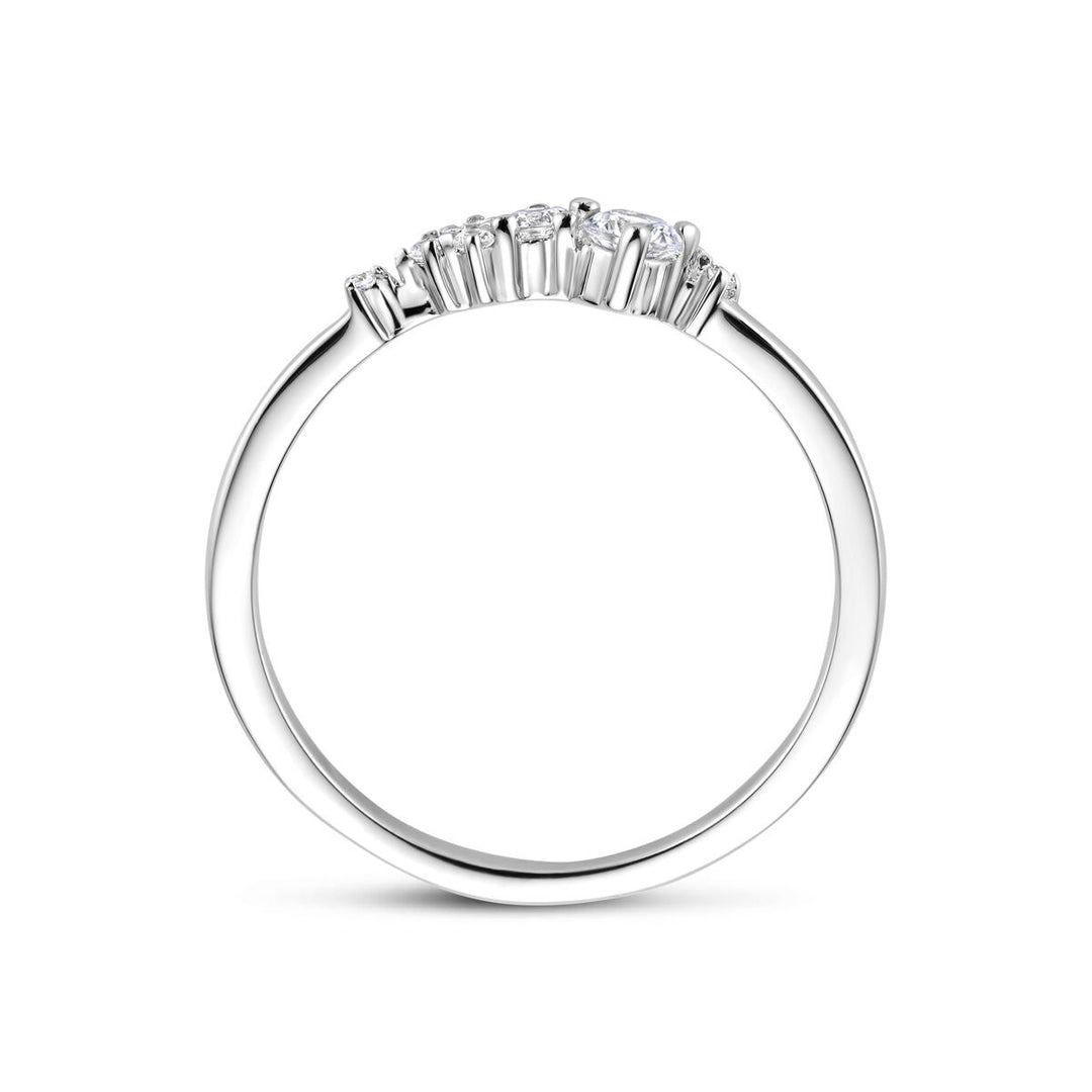 Zilveren dames ring met zirkonia in entouragezetting – 5 mm breed