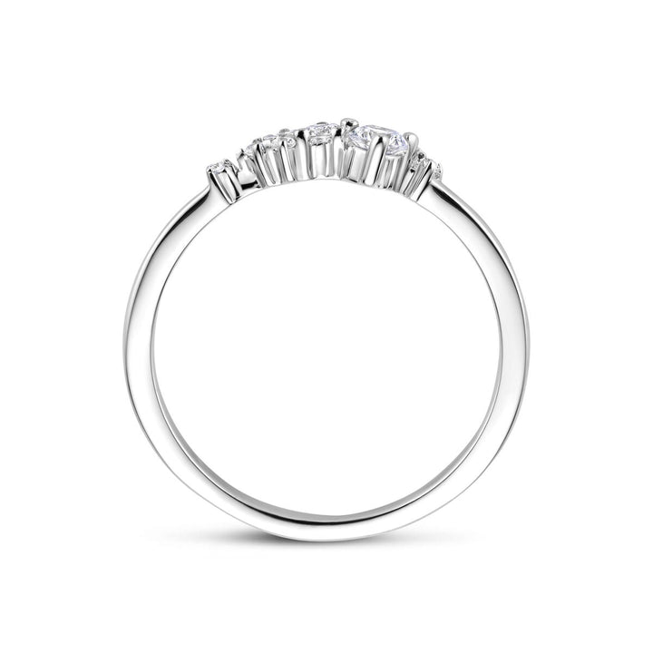 Zilveren dames ring met zirkonia in entouragezetting – 5 mm breed