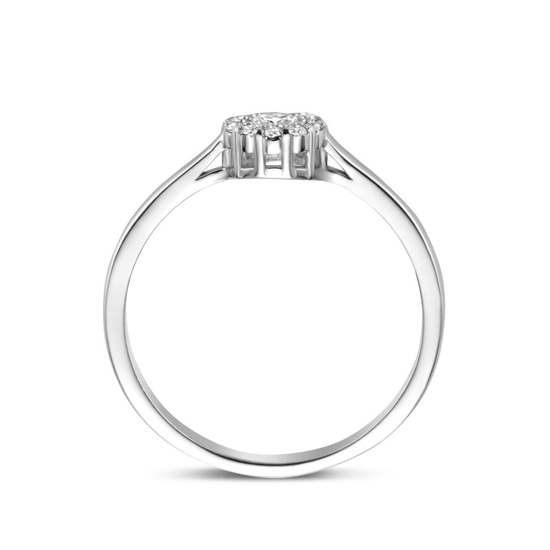 Zilveren dames ring met briljant geslepen zirkonia in entouragezetting