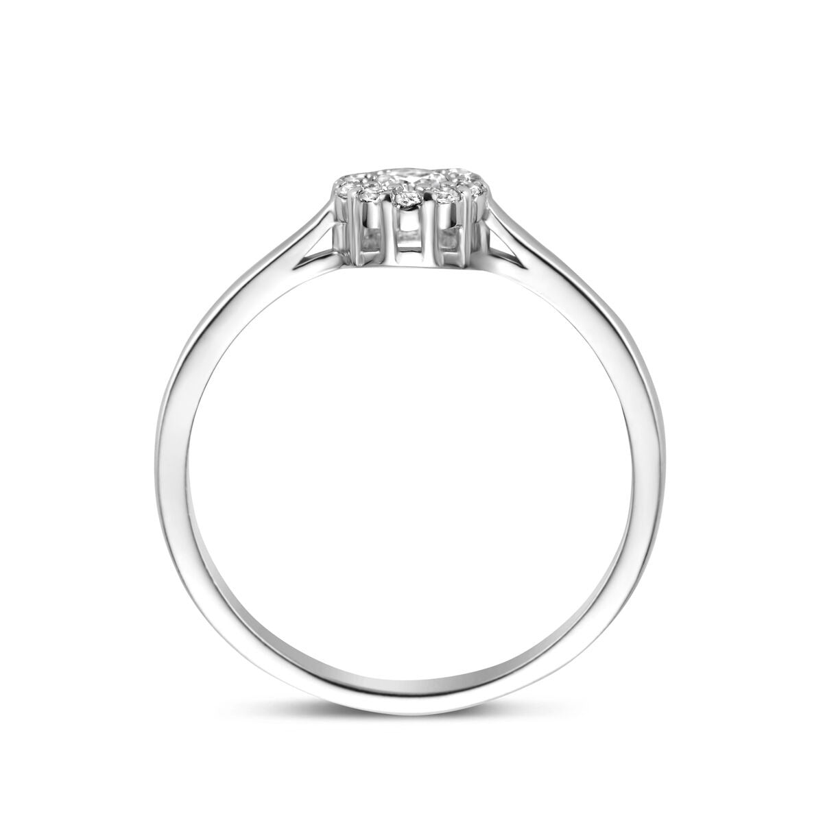Zilveren dames ring met briljant geslepen zirkonia in entouragezetting