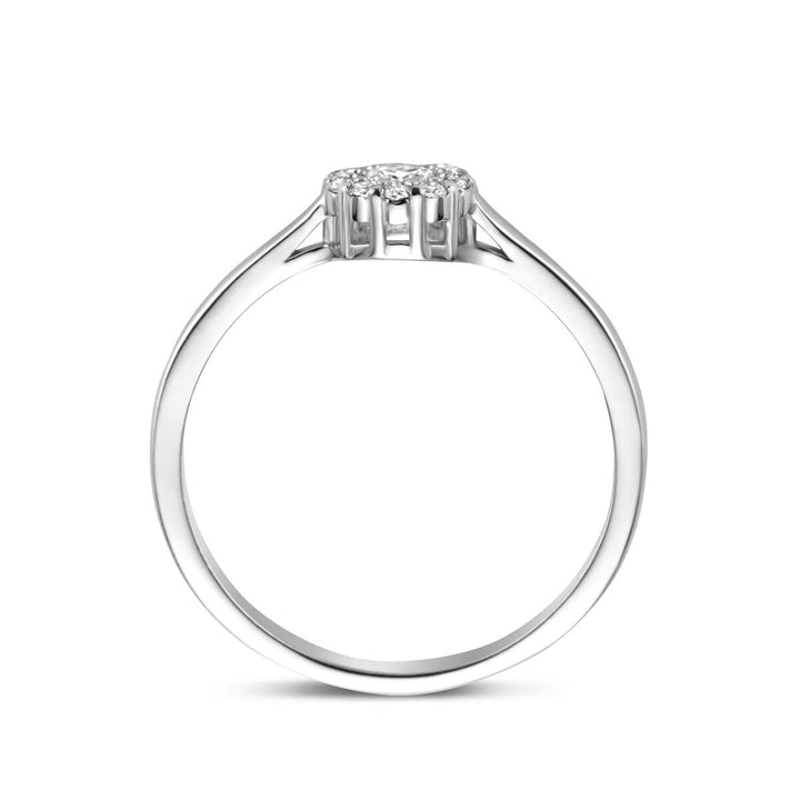 Zilveren dames ring met briljant geslepen zirkonia in entouragezetting