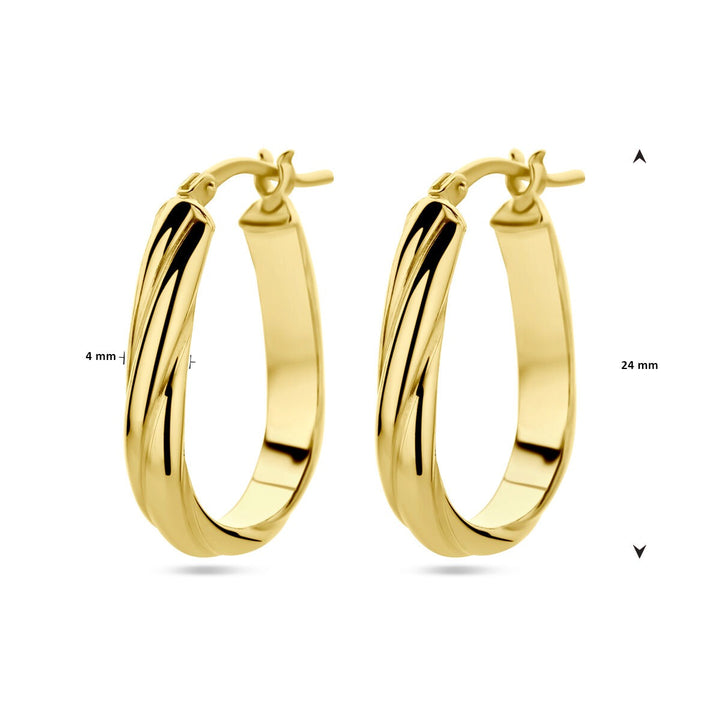 Vergulde zilveren oorringen dames – geelgoud op 925 zilver, gedraaid design 24 mm