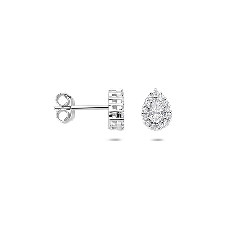 Zilveren oorknopjes met zirkonia – gerhodineerd 925 zilver