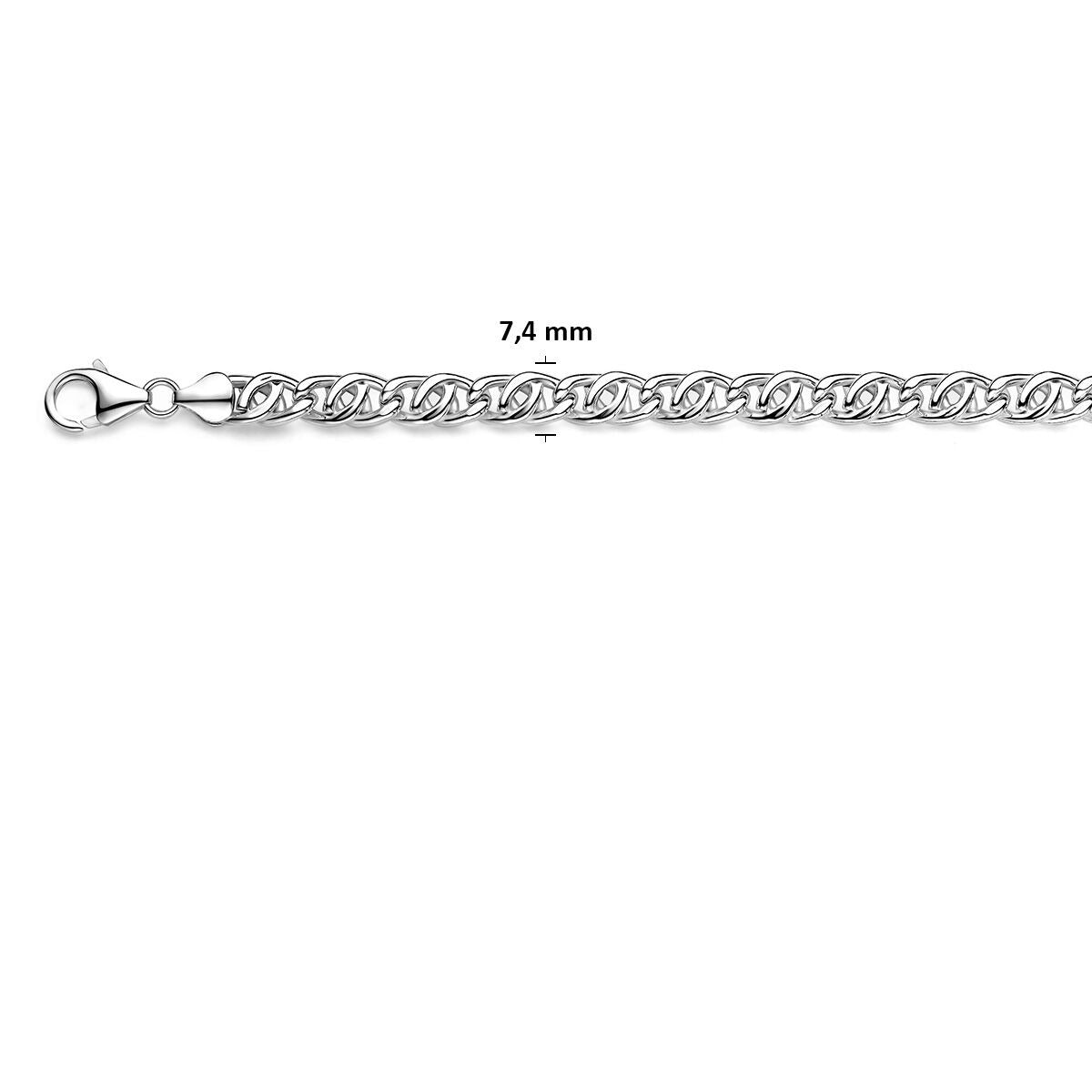 925 Zilveren Valkenoog Ketting 7,4 mm Heren