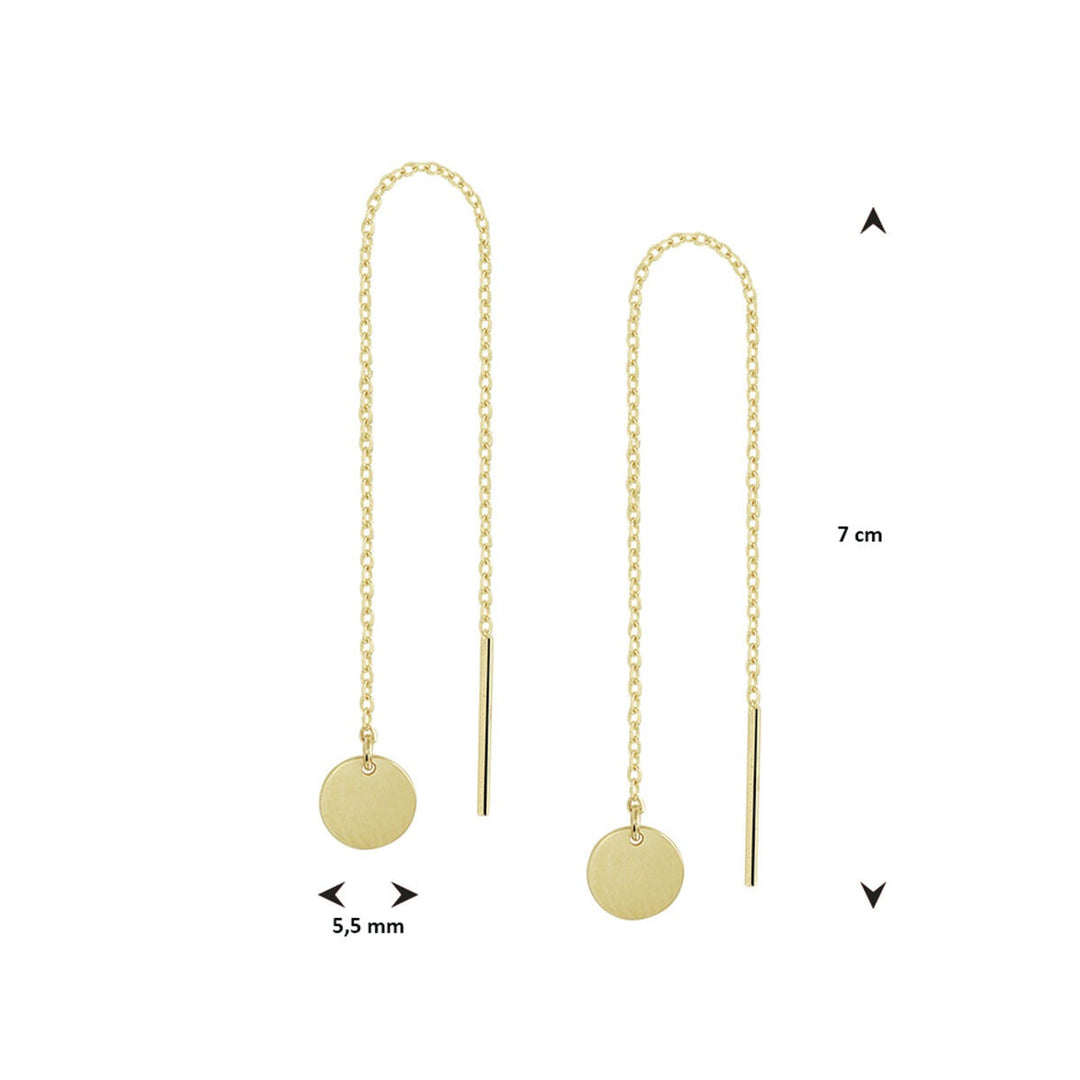 pull-through earrings, rounds, 14K yellow gold