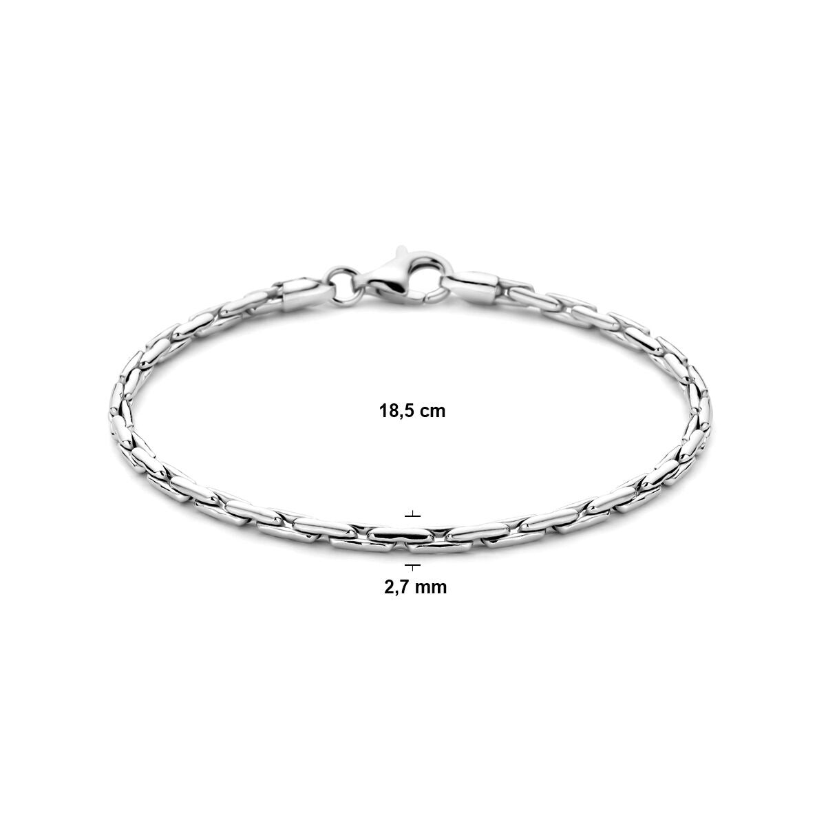 Zilveren cardano armband – gerhodineerd met glansfinish