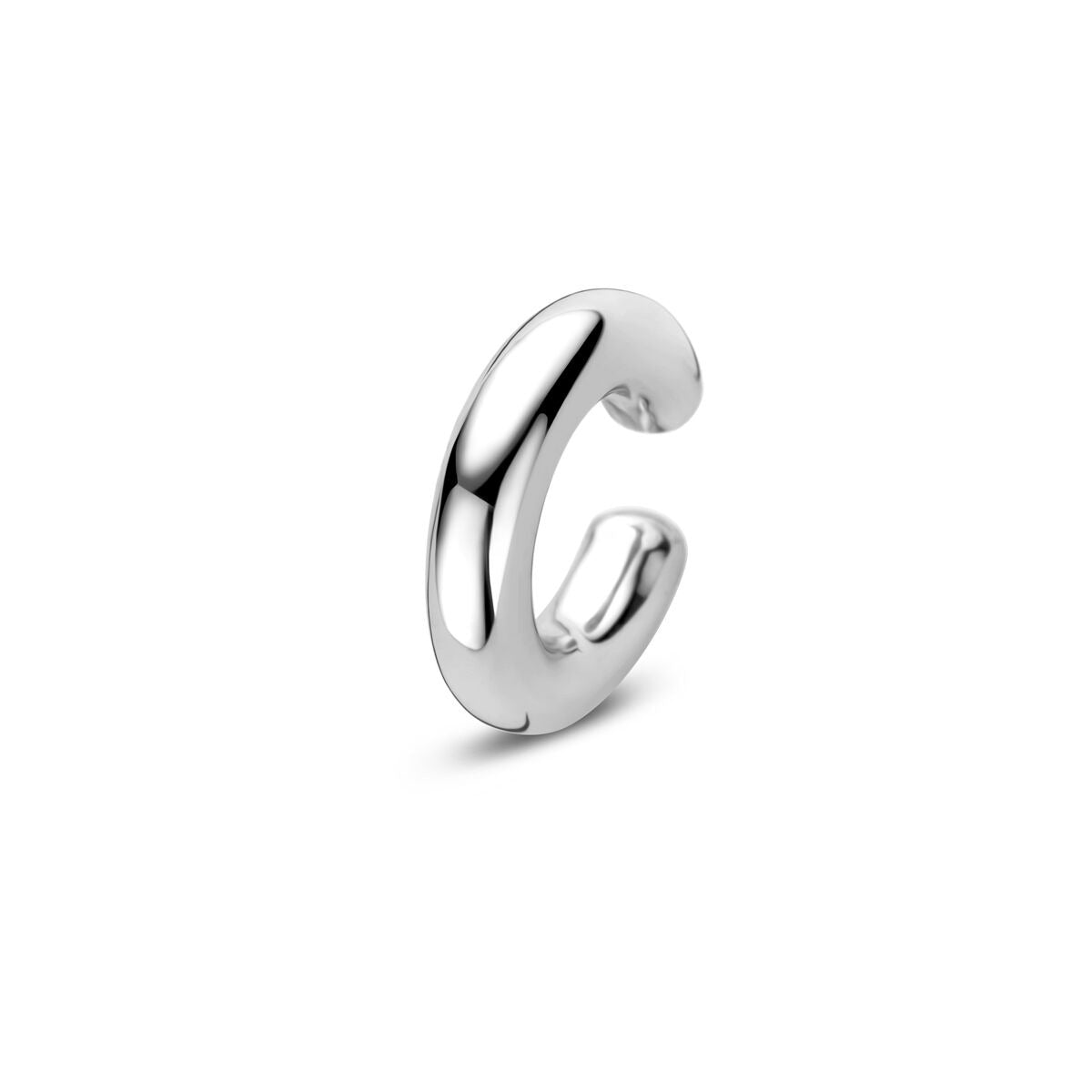 Zilveren ear cuff van 925 gerhodineerd met een strak, glanzend design.
