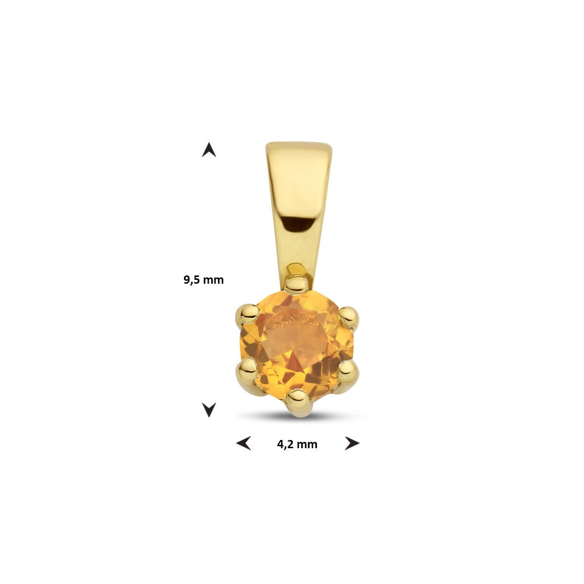 14k geelgouden hanger met citrien – geboorte sieraad