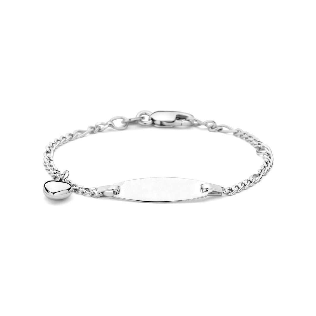 Zilveren kinder graveerarmband met hartje – gerhodineerd