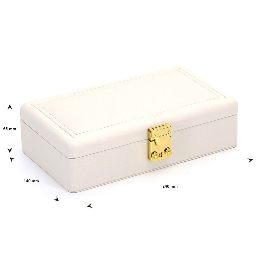 Luxe sieraden doos beige met gele accenten – compact & stijlvol