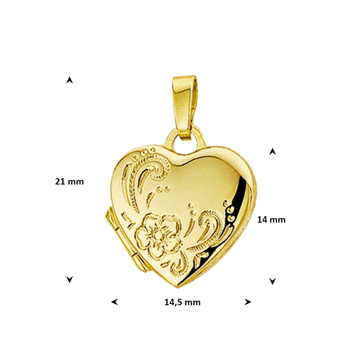 14k Geelgouden hart medaillon