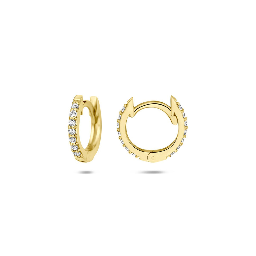 14k Geelgouden klapoorringen met lab grown diamant 0,22 ct
