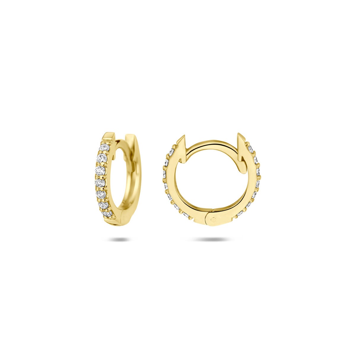 14k Geelgouden klapoorringen met lab grown diamant 0,22 ct
