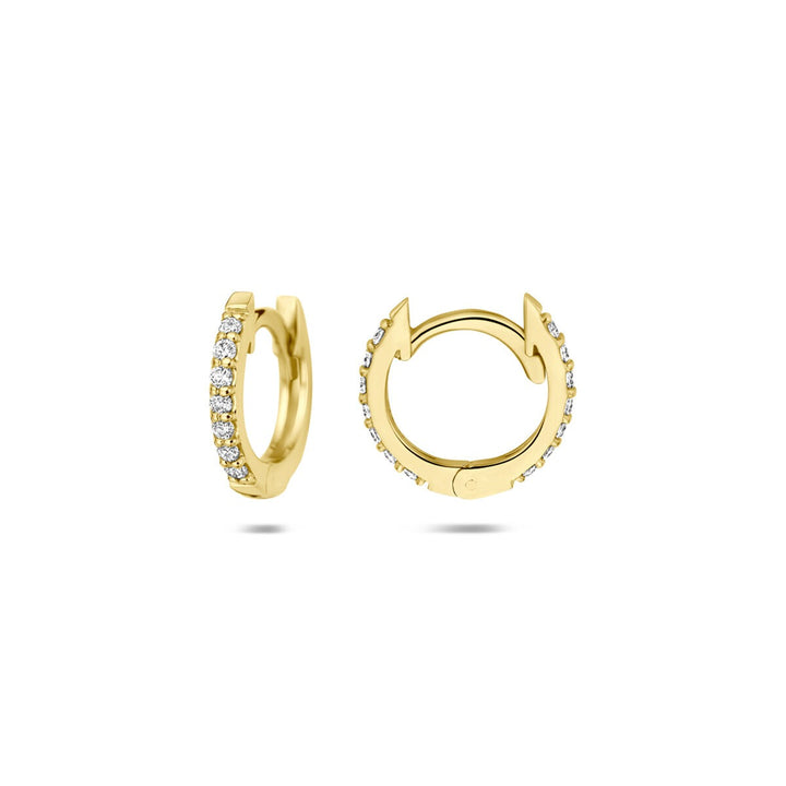 14k Geelgouden klapoorringen met lab grown diamant 0,22 ct