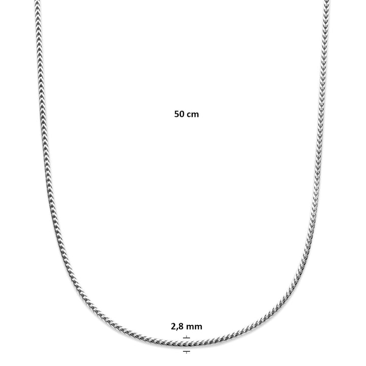 Zilveren heren ketting – Gerhodineerd vossestaart collier 2,8 mm
