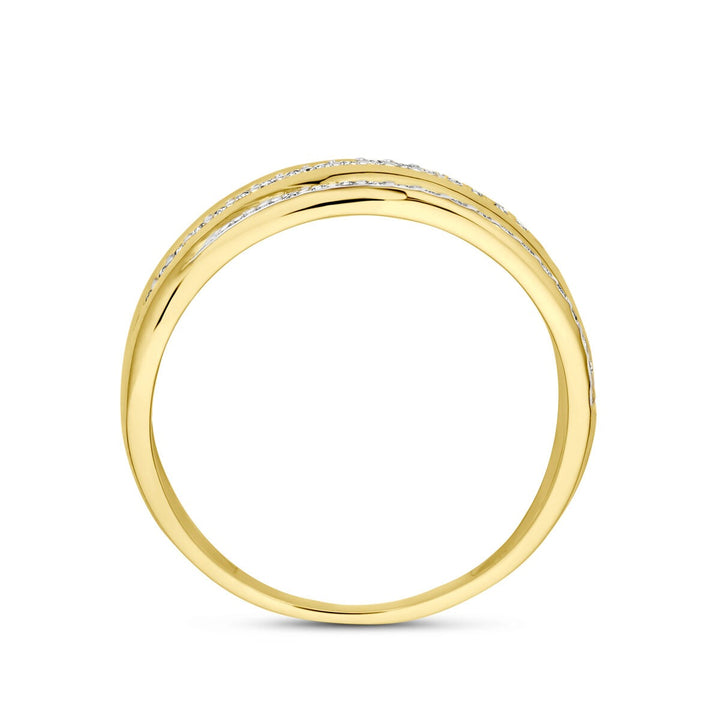 9k geelgoudkleurige damesring met zirkonia – krachtig en sprankelend