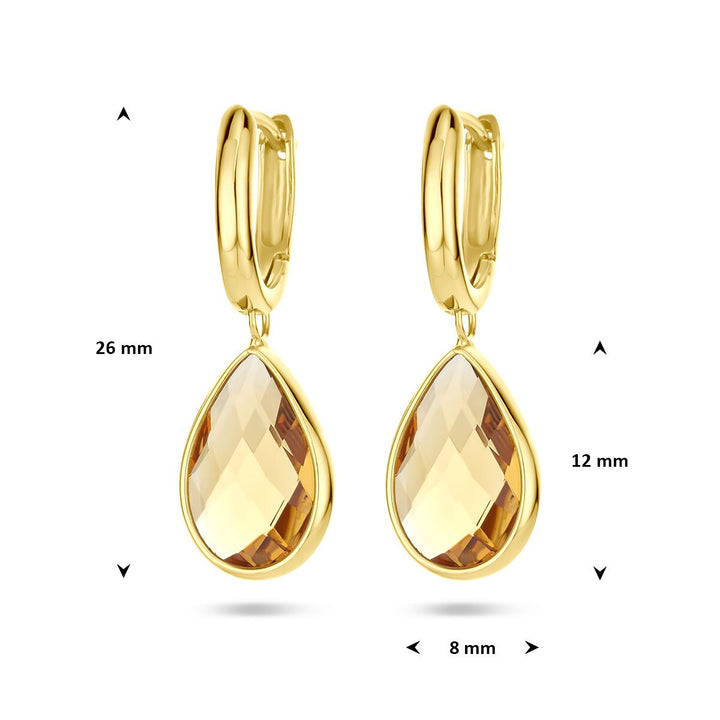Gouden oorhangers met citrien – 14k, druppelvormig