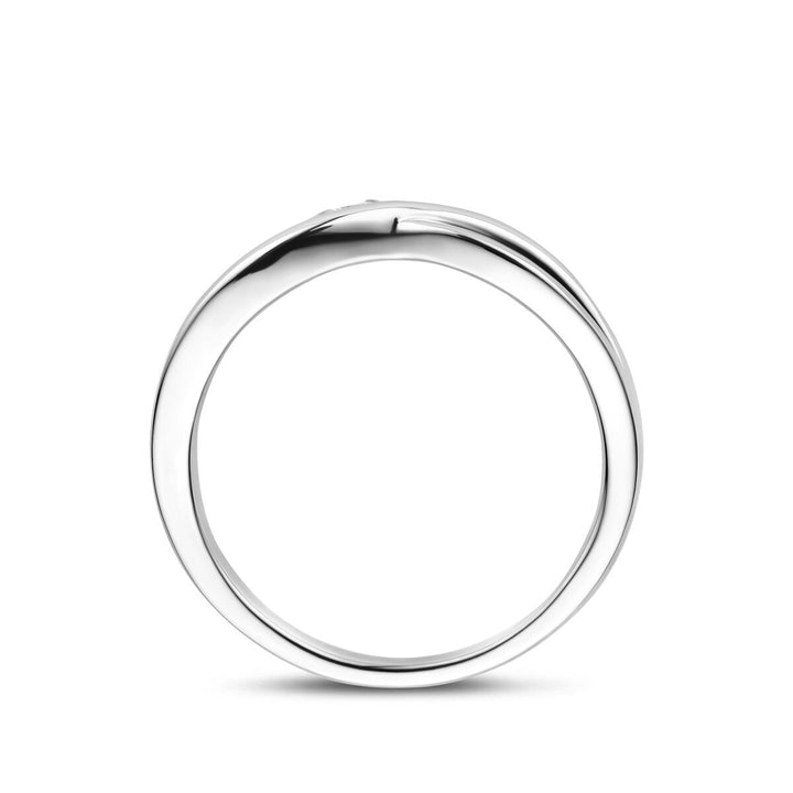 Zilveren dames ring met zirkonia in rijzetting – 7 mm breed
