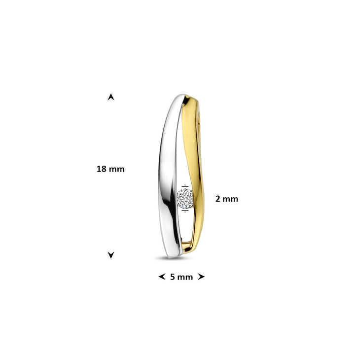 hanger lab grown diamant 0.04ct f vs 18 mm 14K bicolor goud geel/wit
