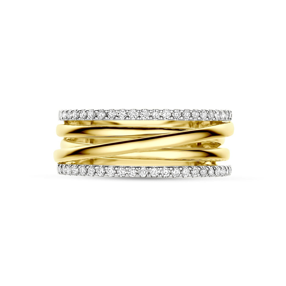 Bicolor 14k gouden ring met diamanten