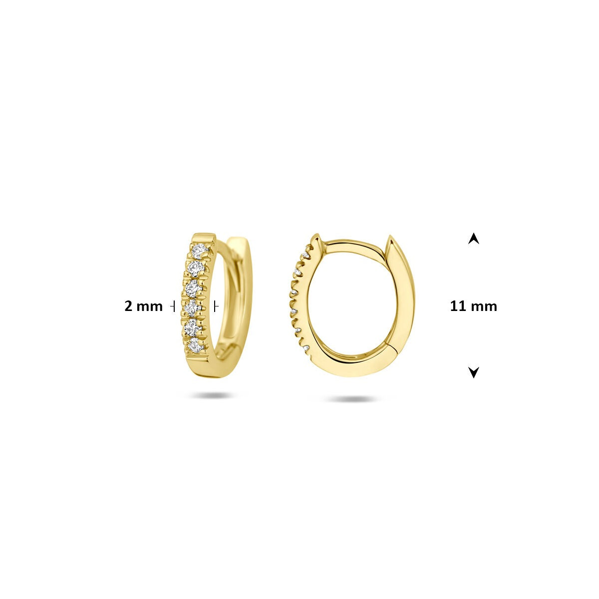 14k Geelgouden klapoorringen met lab grown diamant