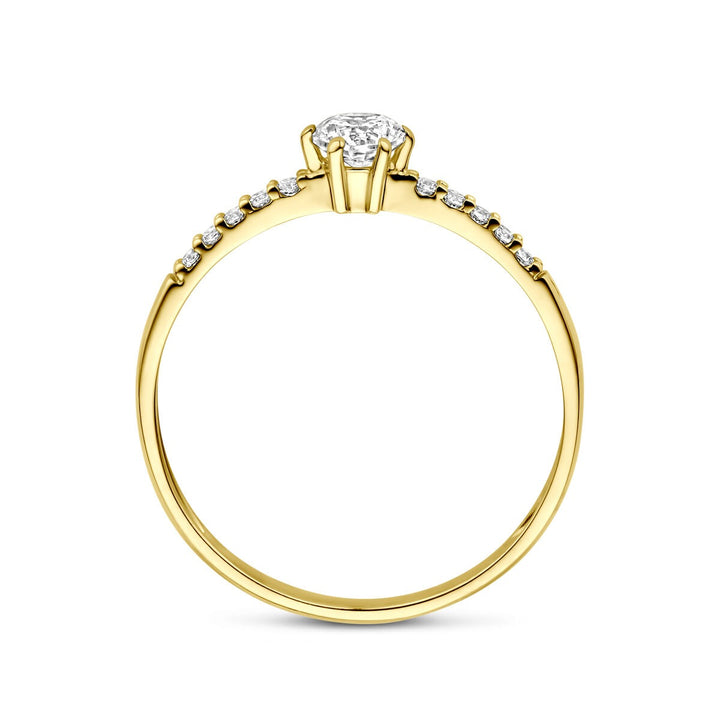 Gouden damesring met zirkonia – 14k geelgoud