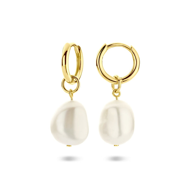 Verguld zilveren klapoorringen met parels