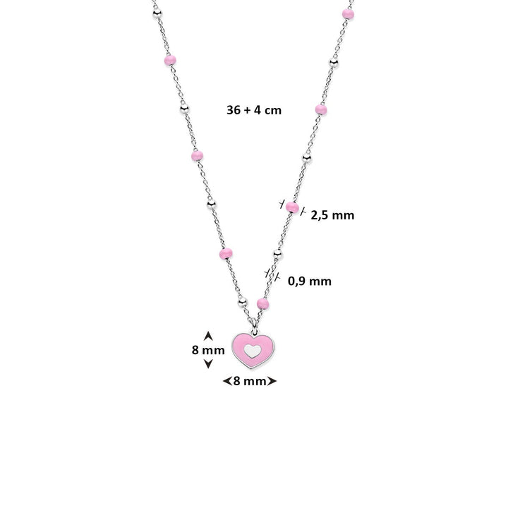 Zilveren ketting met hartje – Gerhodineerd kinder collier 36 + 4 cm