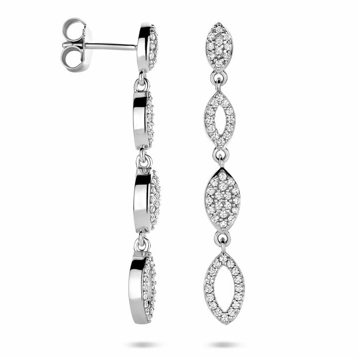 Zilveren oorhangers met zirkonia – gerhodineerd 925 zilver, 39 mm