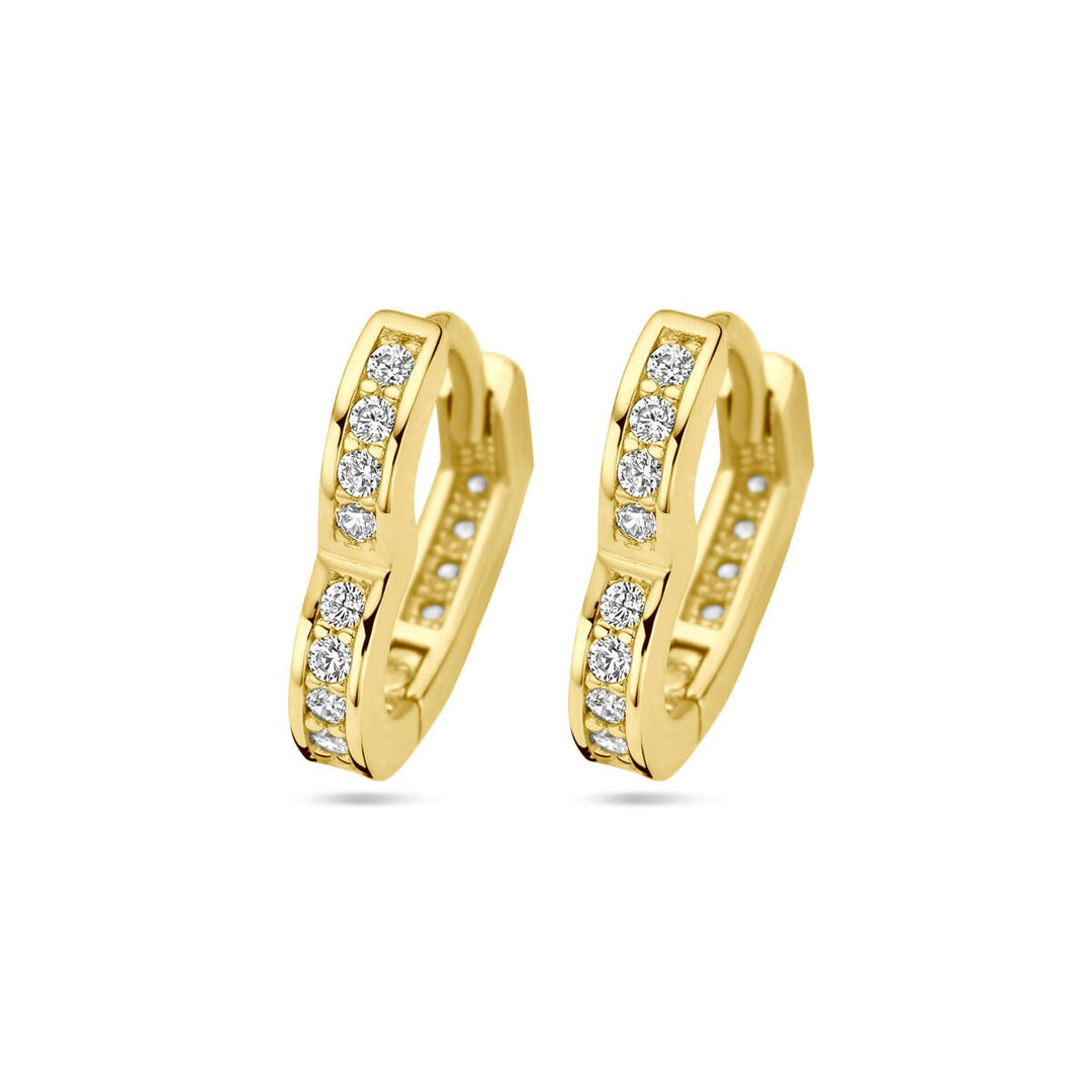 14k Geelgouden klapoorringen met zirkonia – 11,5 mm
