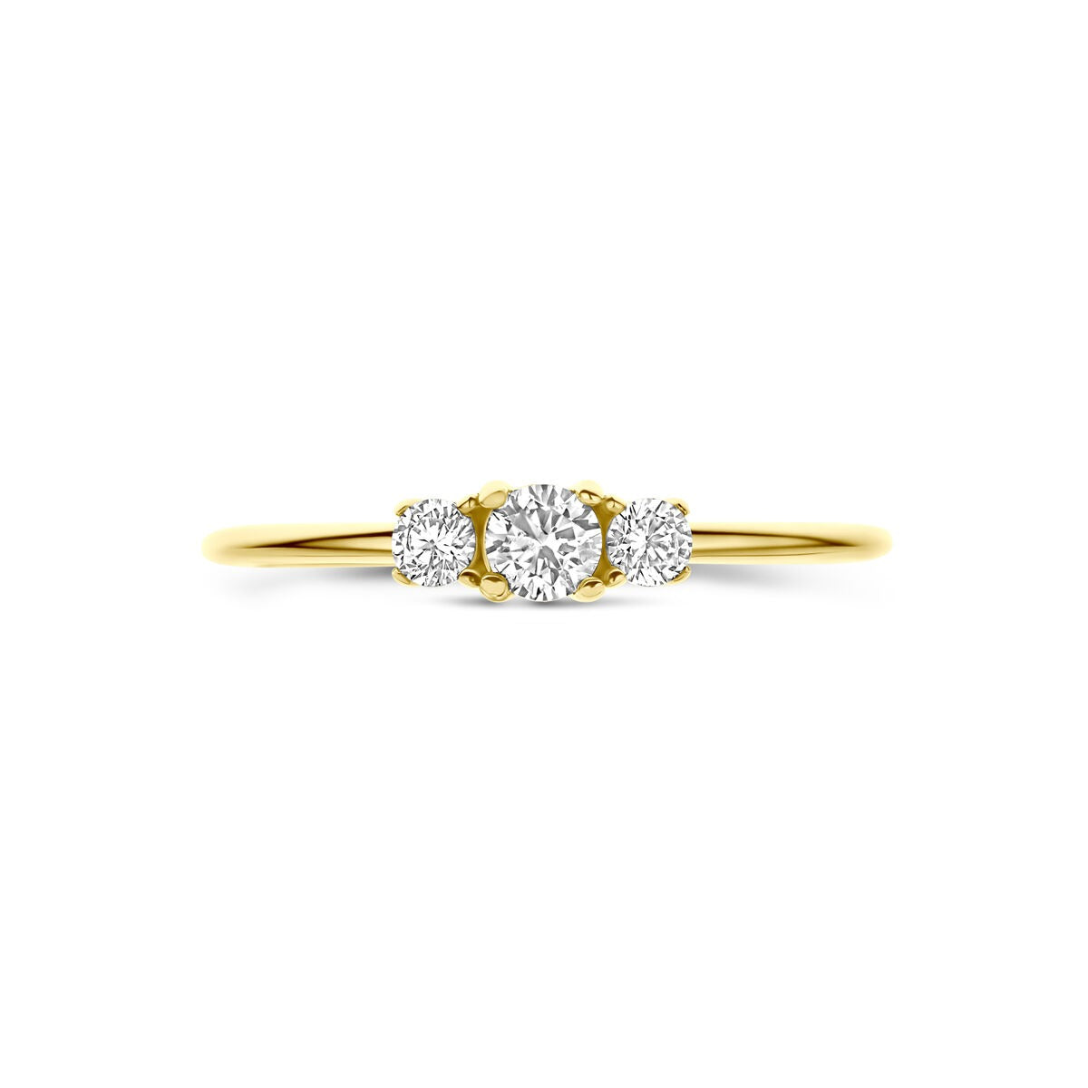 9k Geelgouden dames ring met zirkonia – 3,5 mm breed