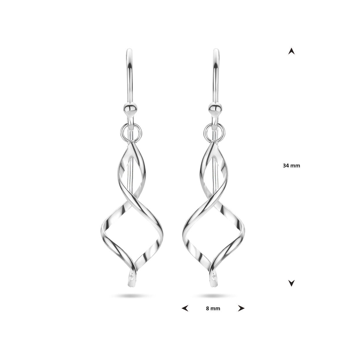 earrings French hook silver rhodium plated