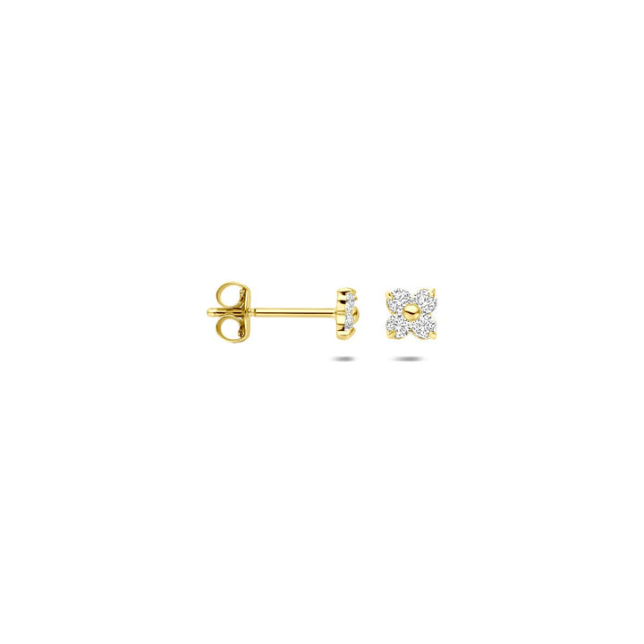 flower stud earrings 14K yellow gold